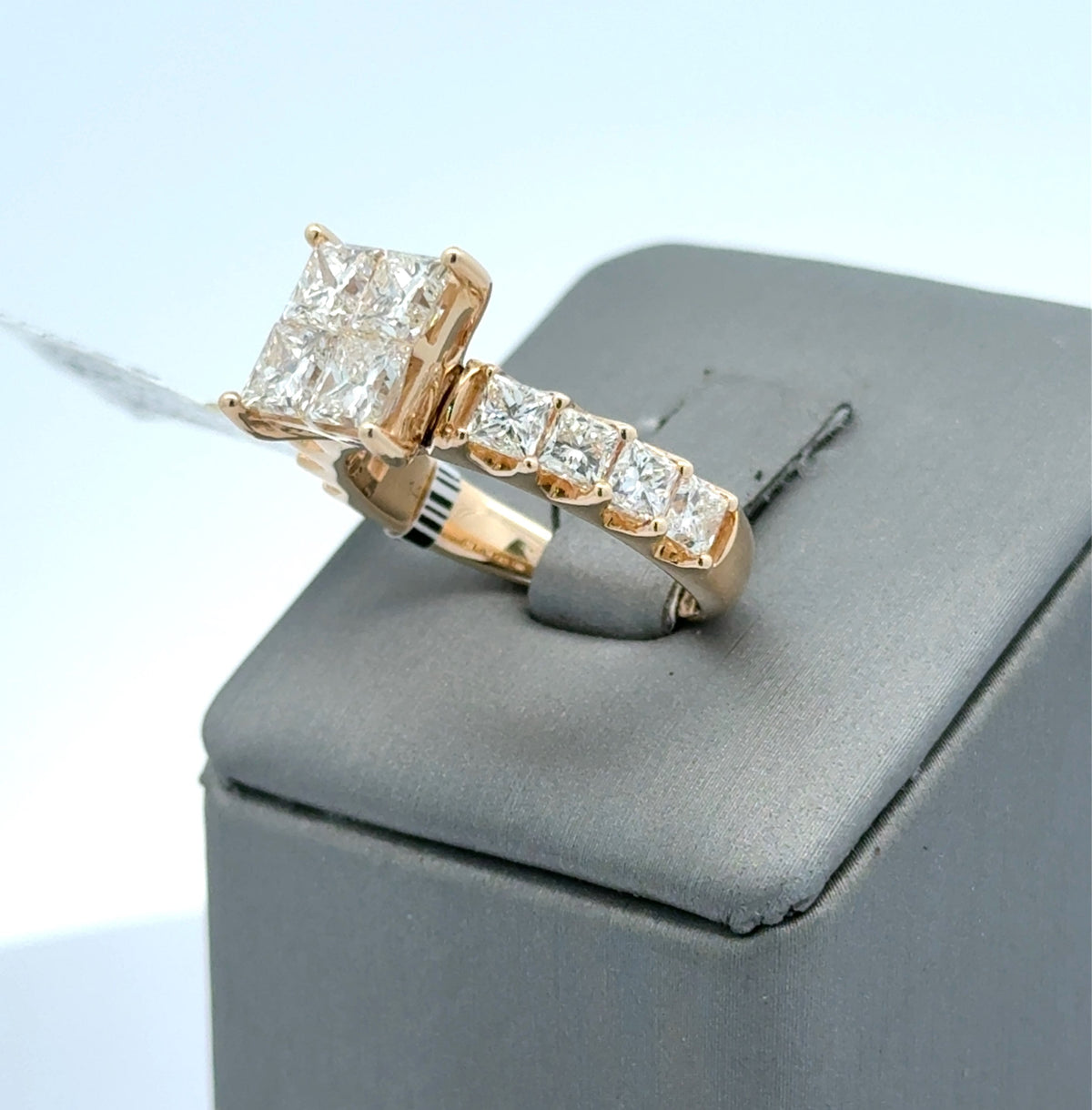 14k Yellow Gold 3.50 CT Diamond Princess Engagement Ring, 6.7g, Size 7, S16352