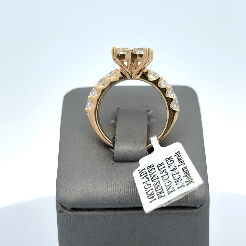 14k Yellow Gold 3.50 CT Diamond Princess Engagement Ring, 6.7g, Size 7, S16352