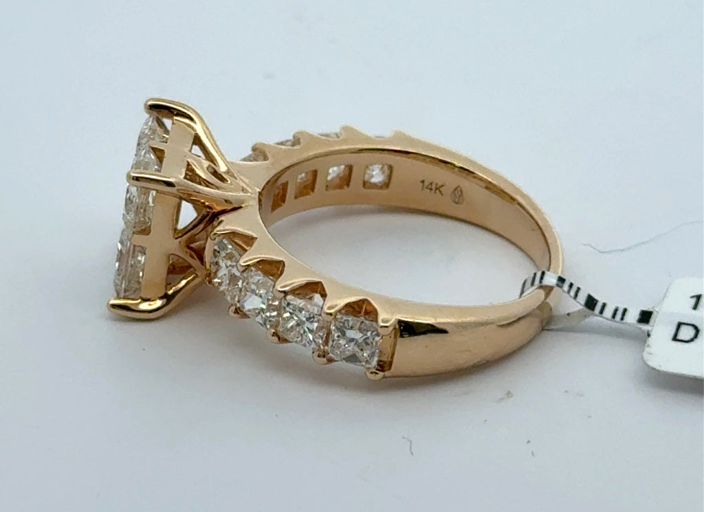 14k Yellow Gold 3.50 CT Diamond Princess Engagement Ring, 6.7g, Size 7, S16352