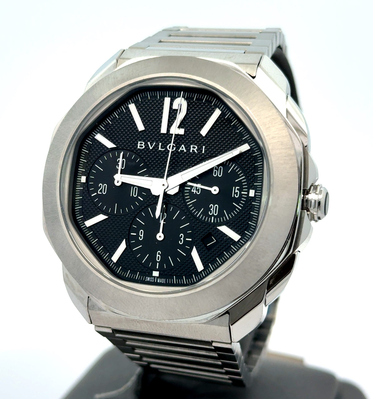 BVLGARI 103471 Octo Roma Chronograph Steel Men's 42mm Watch -Like New 2024 Model