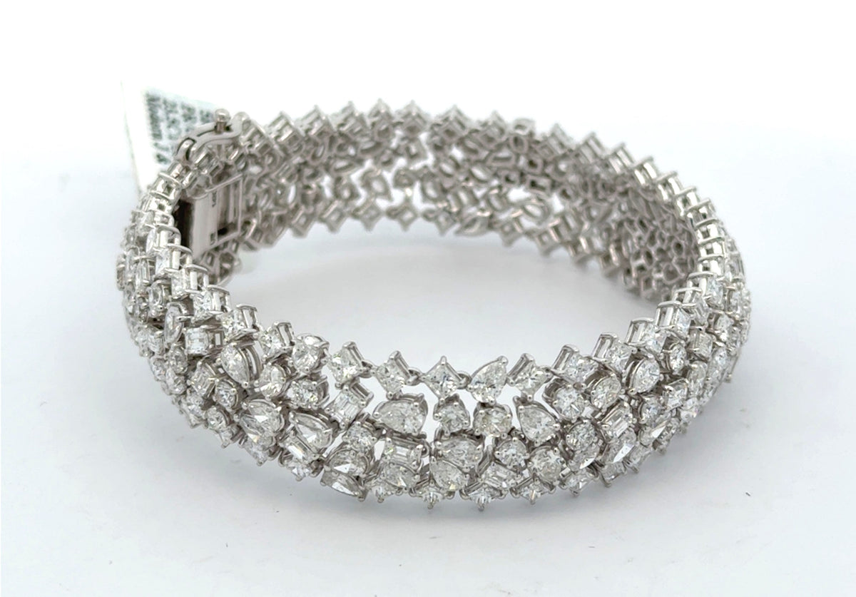 14k White Gold 21.5CT Diamond Bangle Bracelet, 35.7g, 8'',S108264