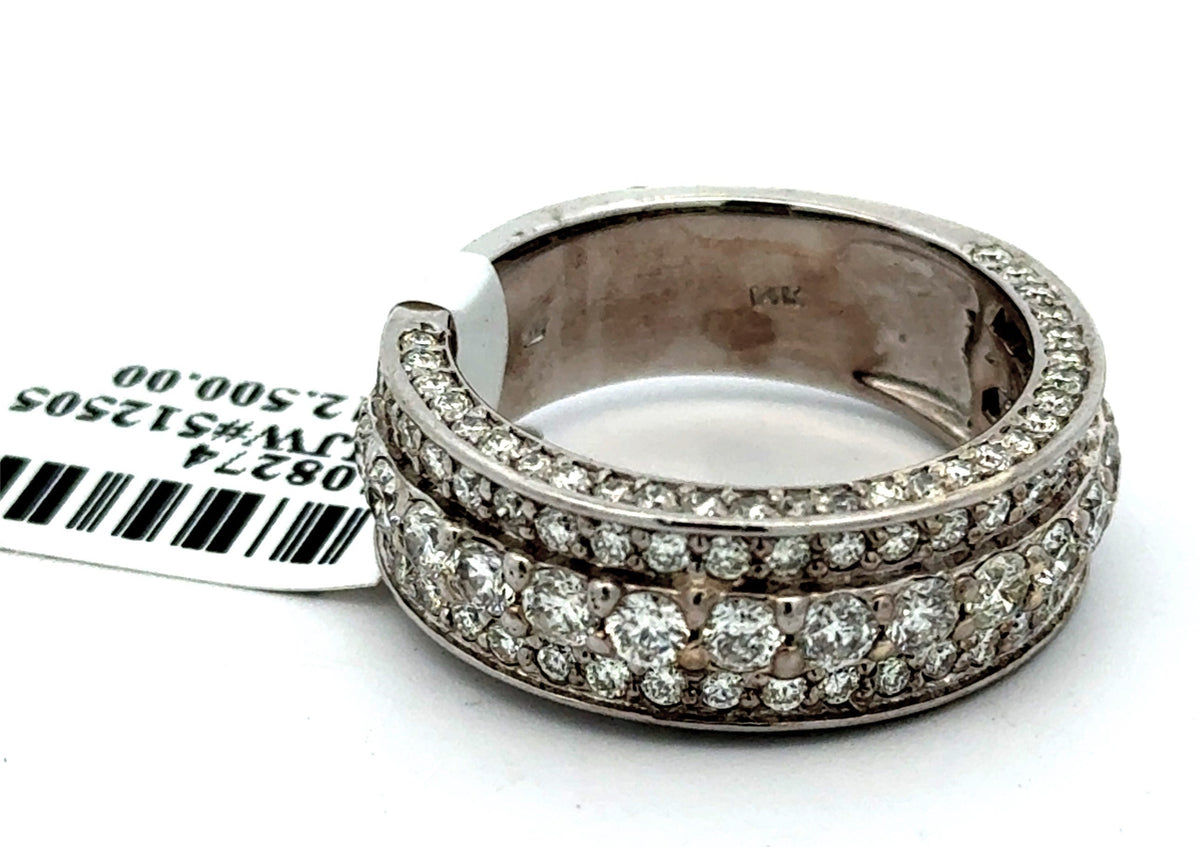 14k White Gold 1.75 CT Diamond Men's Band, 9.3g, Size 9, S108274