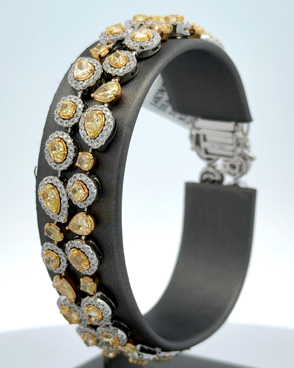 14k White Gold 11.25CTW Multi color Diamond Bangle Bracelet, 28.7g, 7''
