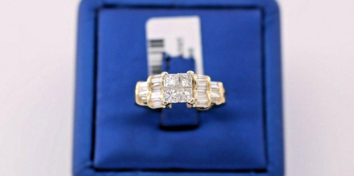 14K Yellow Gold 1.25 CT Diamond Invisible Setting Engagement Ring