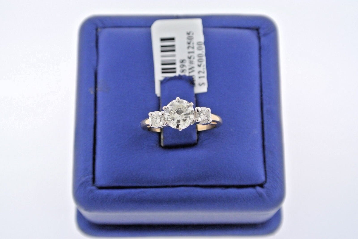 14k Two Tone Gold 1.25 CT Diamond Engagement Ring, 3.6gm, Size 4.75