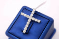 14K White Gold 3.50 CT Diamond Cross Pendant, 6.5gm