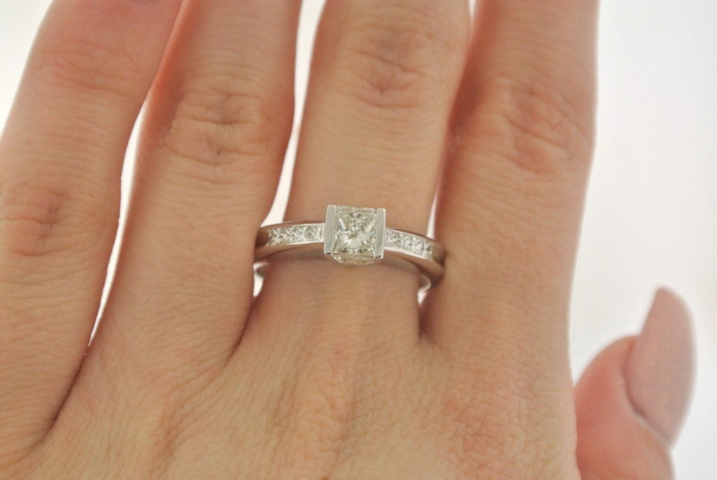 Solid 18K White Gold 1.00 CT Princess & Trillion Cut LGBT Honor Ring