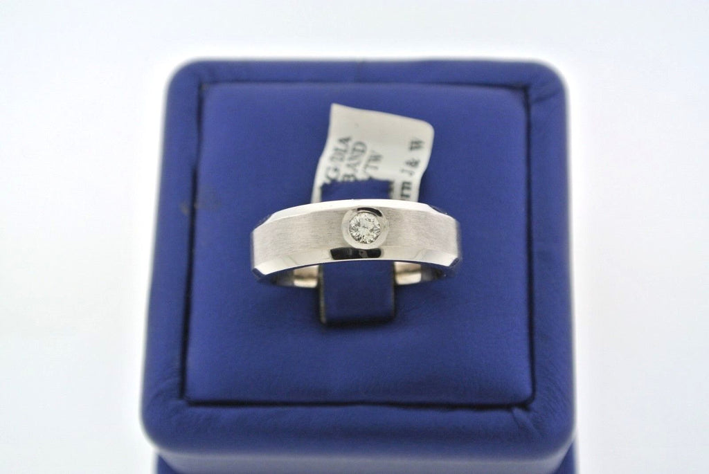 14K WHITE GOLD 0.25 CT DIAMOND MEN'S WEDDING BAND WEIGHT 10.5 GM, SIZE 9