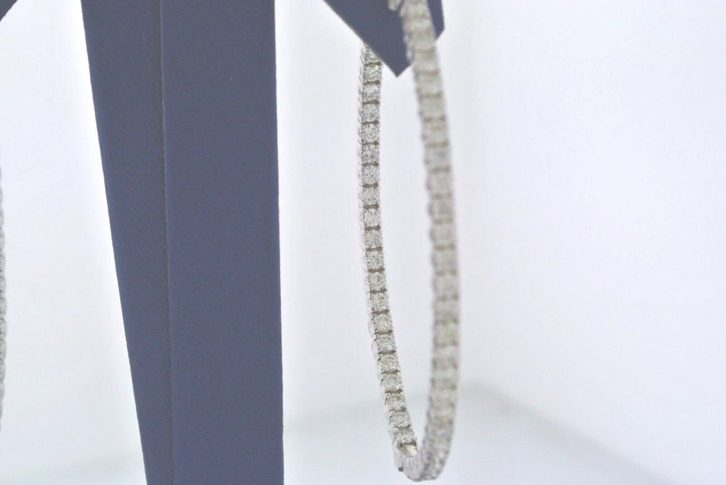 14k White Gold 4.00 CT Diamond Inside Out Oval Hoop Earrings, 12.2gm,