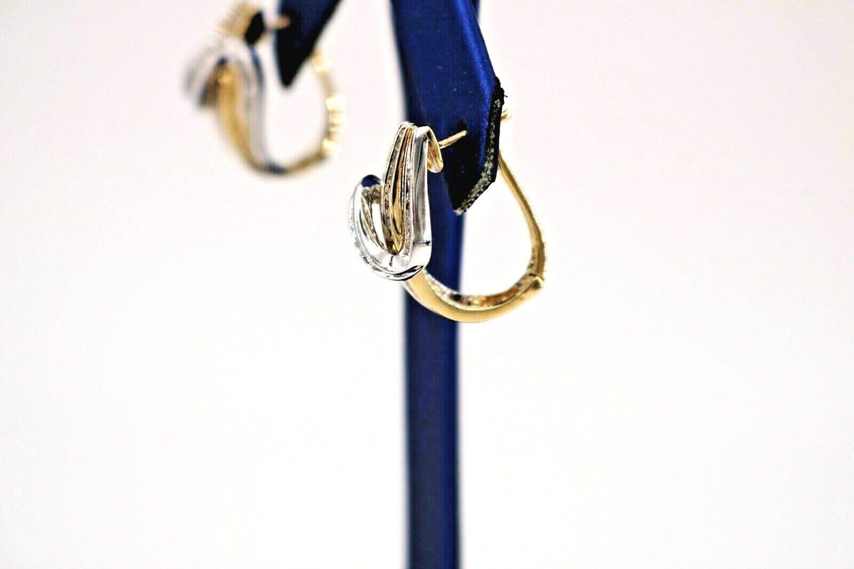 10K Two Tone Gold 1.0 CT Diamond Ladies Earrings, 6.7gm