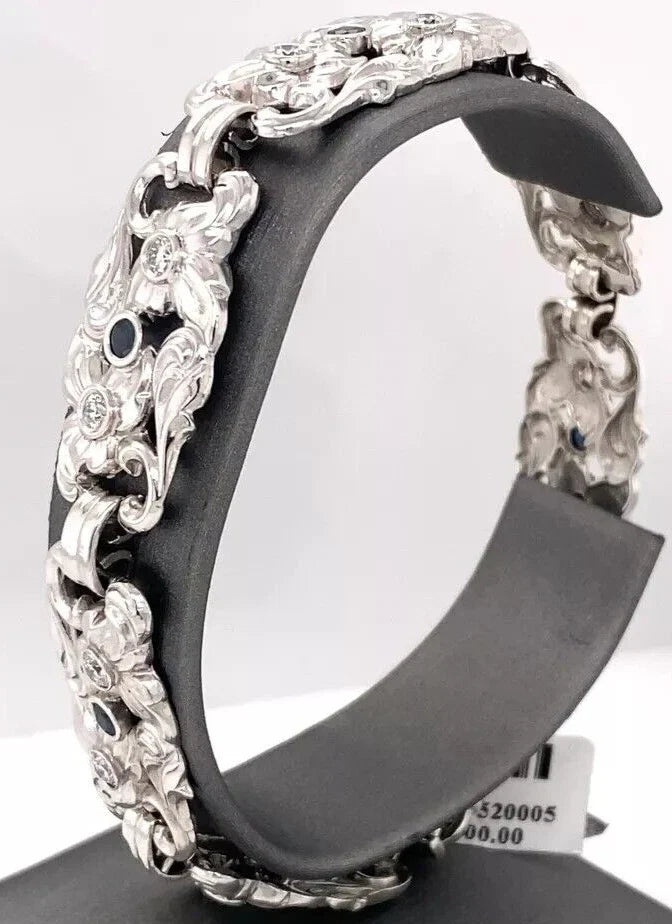 18K White Gold 2.50CT Sapphire & Diamonds Ladies Bracelet, 35.7G, S106138