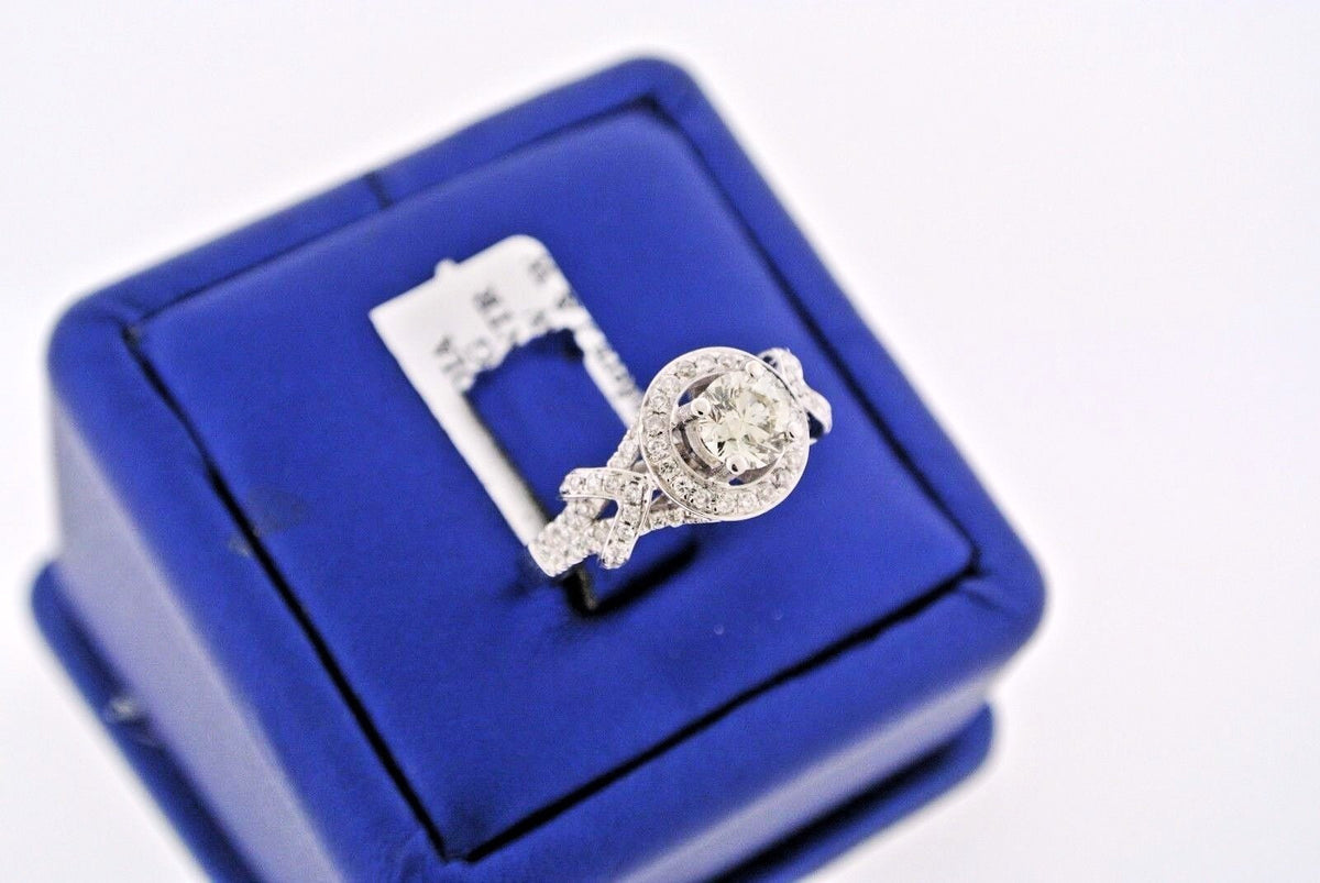 14k White Gold 1.25 CT Diamond Halo Engagement Ring, 5gm