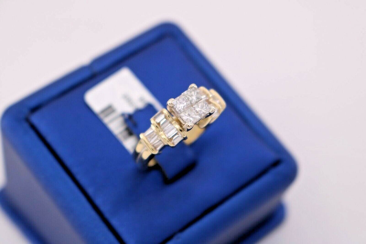 14K Yellow Gold 1.25 CT Diamond Invisible Setting Engagement Ring
