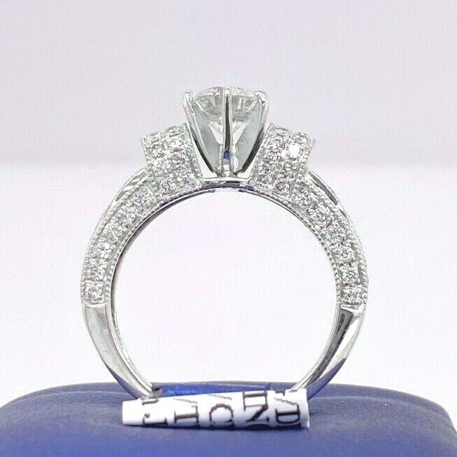 14k White Gold 1.60 CT Diamond Engagement Ring, 3.9gm, Size 6.25