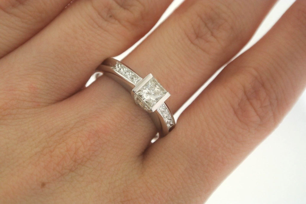 Solid 18K White Gold 1.00 CT Princess & Trillion Cut LGBT Honor Ring