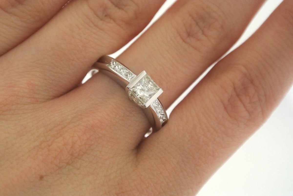 Solid 18K White Gold 1.00 CT Princess & Trillion Cut LGBT Honor Ring