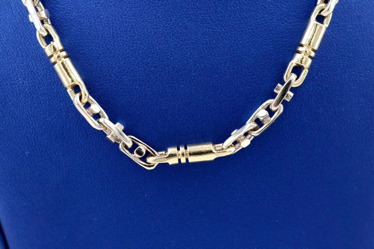 14K Two Tone Gold Fancy Chain Necklace, 77.6gm, 26", S105174